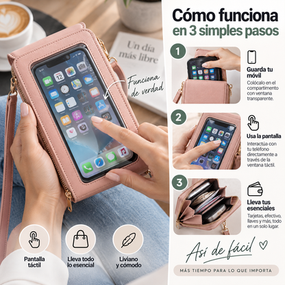 SafeTouch Bag™ | El bolso antirrobo que mantiene tu celular seguro, visible y siempre a mano.