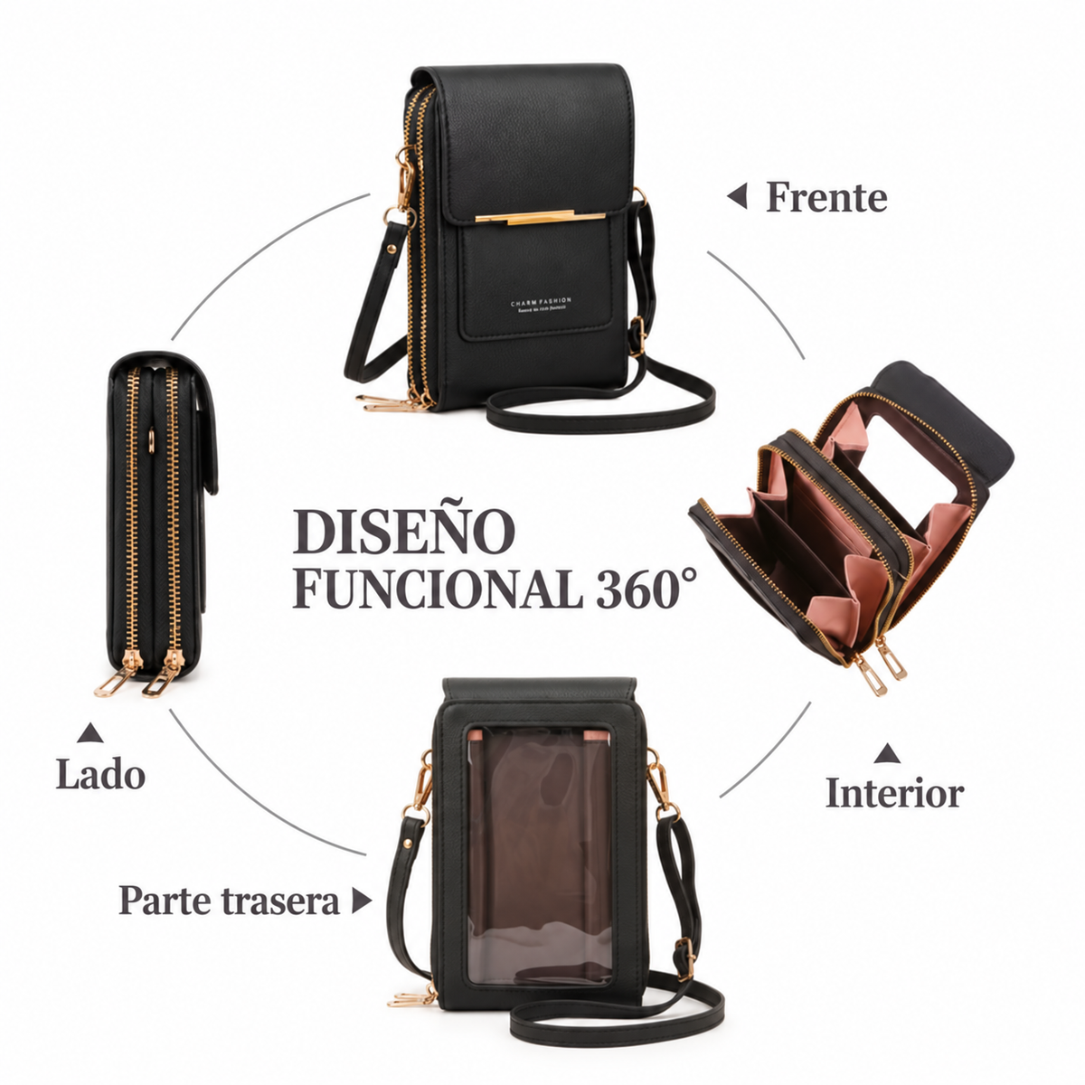 SafeTouch Bag™ | El bolso antirrobo que mantiene tu celular seguro, visible y siempre a mano.